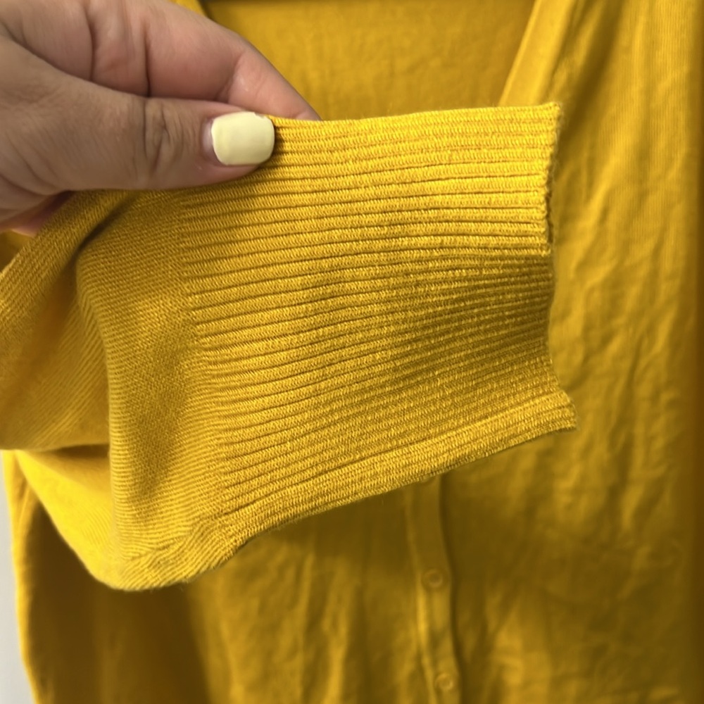 MAK Sweater Yellow V Neck 3/4 Length Sleeve Cardigan 3XL - Picture 4 of 5